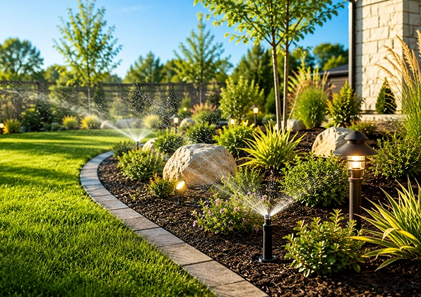 Landscape irrigation and outdoor lighting system